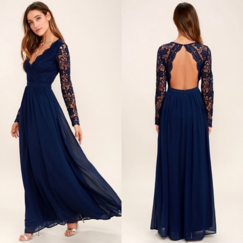 Lulu's Awaken My Love Navy Blue Maxi